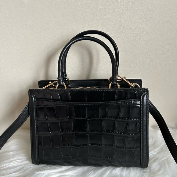 Coach Small Zoe Carryall Black Croc-Embossed Satchel - Picture 2 of 7